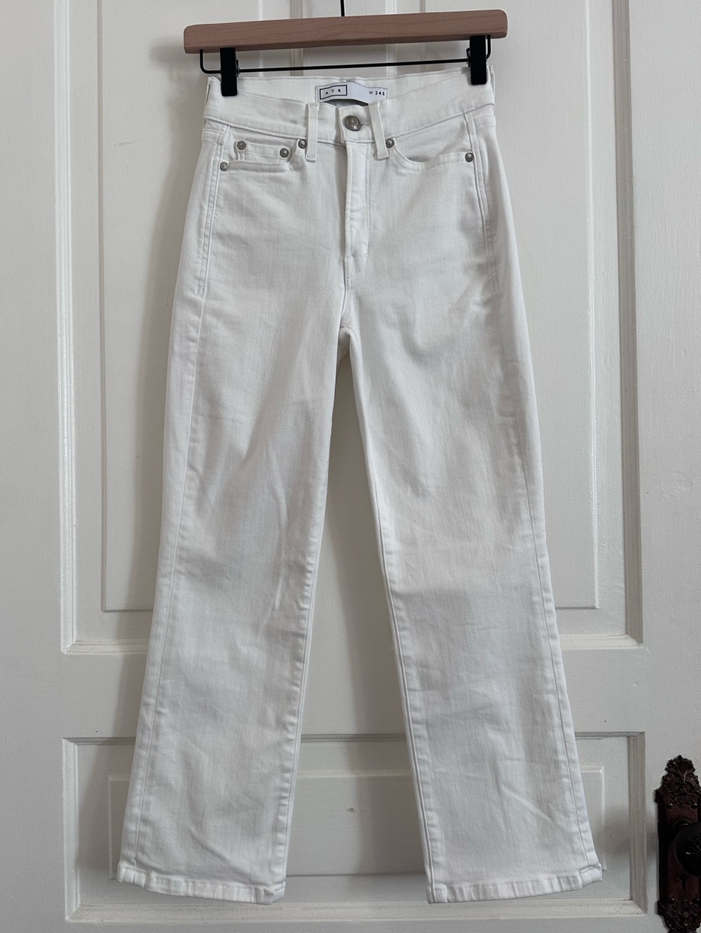 AYR The Pop Jeans White Straight Leg Size 24 S Short - Picture 2 of 7